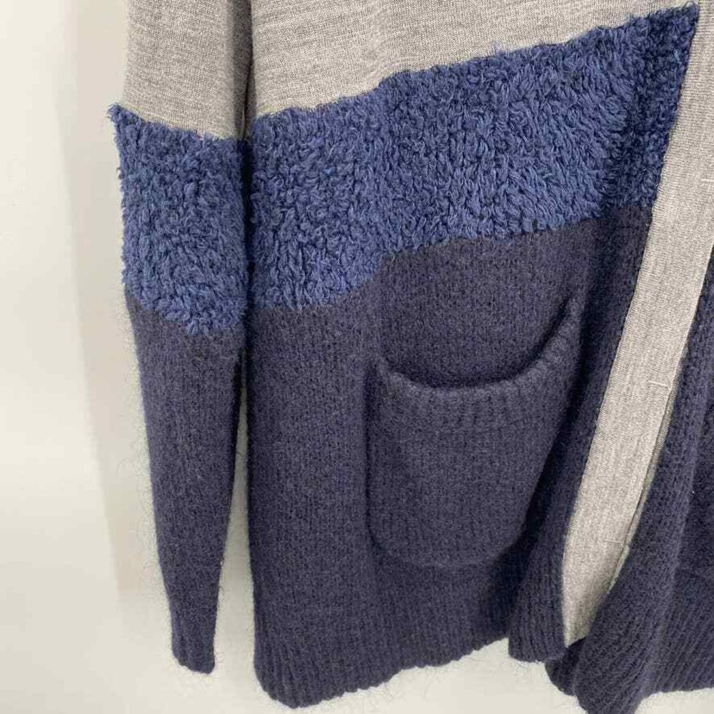 TIBI Cardigan Grandpa Sweater Womens Small Gray Blue Knit Pockets Button Front - Picture 6 of 12